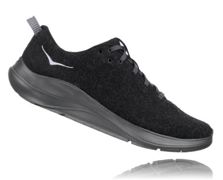 Hoka One One Hupana Flow Wool - Tenis Caminhada Homem Pretas / Cinzentas Escuro | PT-uwCmW3j